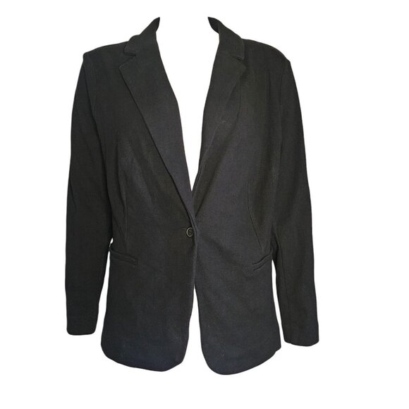 AVA & VIV Solid All Black Long Sleeve Stretchy Blazer Jacket Womens Plus Size X - Picture 1 of 6